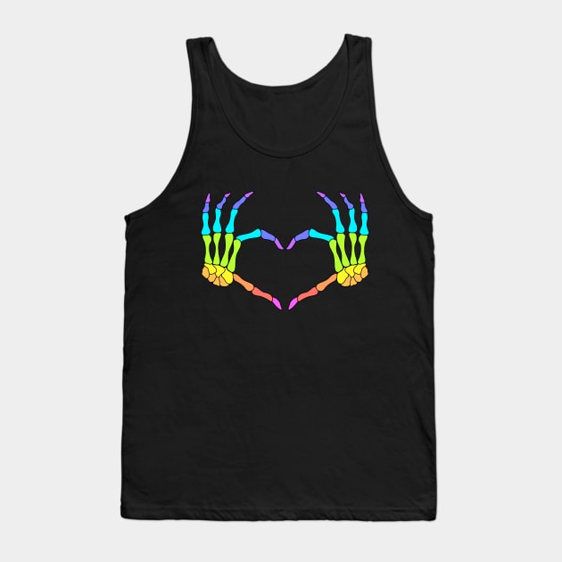 Rainbow Skeleton Hands in a Heart-Shape Tank Top by bloomingviolets